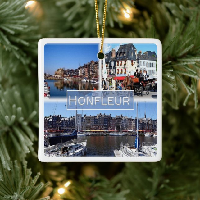 zFR028 HONFLEUR harbour, Normandy, Ceramic Ornament (Tree)