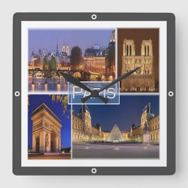 zFR034 PARIS the capital of France, Square Wall Clock (Front)