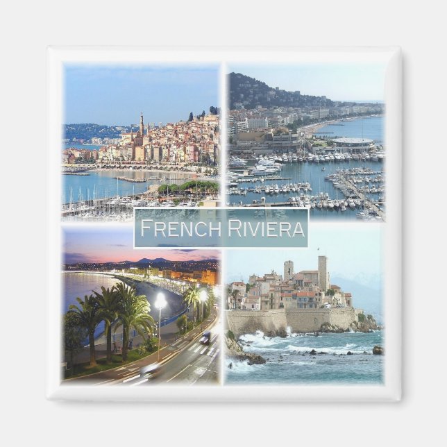 zFR040 FRENCH RIVIERA, France, Fridge Magnet (Front)