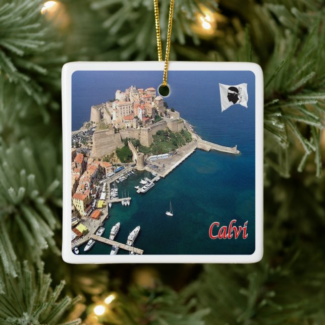 zFR121 CALVI panorama, Corsica, Ceramic Ornament (Tree)