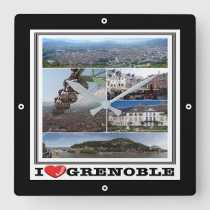 zFR132 GRENOBLE I Love, France, Square Wall Clock