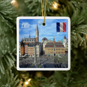 zFR136 panorama of LILLE, France, Europe, Ceramic Ornament