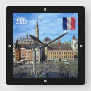 zFR136 panorama of LILLE, France, Europe, Square Wall Clock