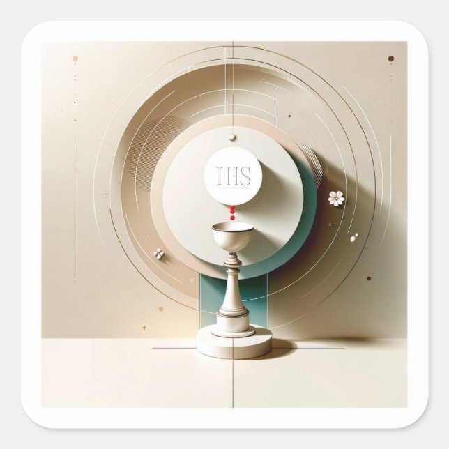 ZG Style Eucharistic Communion Host and Chalice Square Sticker (Front)