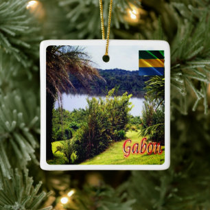zGA004 GABON, KANGO LAKE, Africa, Ceramic Ornament