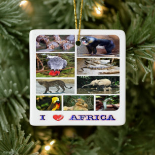zGA011 GABON I Love, Mosaic, Africa, Ceramic Ornament
