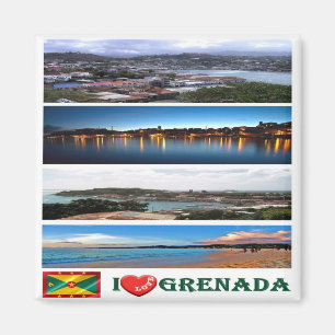 zGD003 GRENADA I Love, Mosaic, America, Fridge Magnet