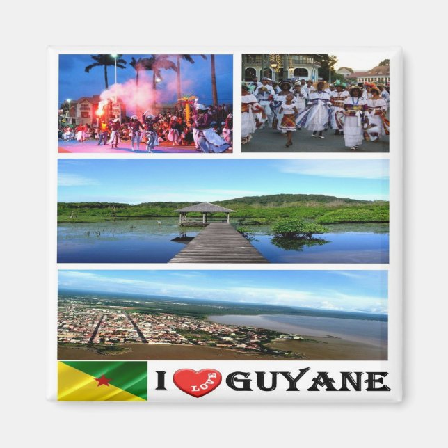 zGF005 FRENCH GUYANA I Love, Mosaic, Fridge Magnet (Front)