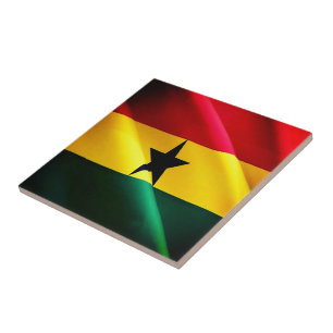 zGH002 GHANA, Waving Flag, Africa, Tile