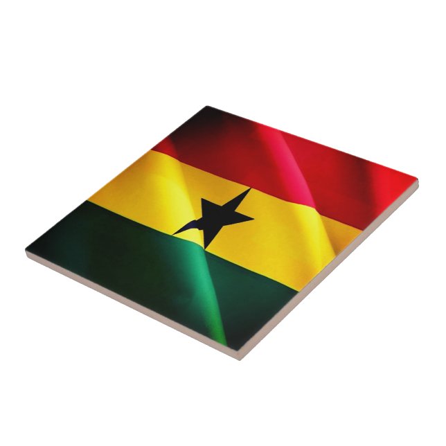zGH002 GHANA, Waving Flag, Africa, Tile (Side)