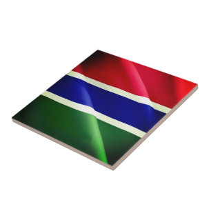 zGM002 GAMBIA, Waving Flag, Africa, Tile