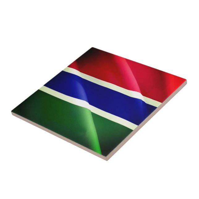 zGM002 GAMBIA, Waving Flag, Africa, Tile (Side)