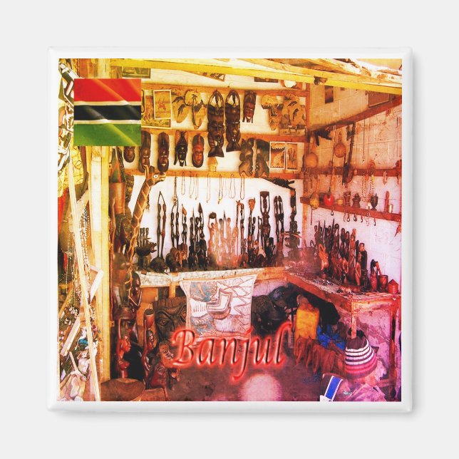 zGM003 BANJUL, Gambia, Tourist Craft Store, Fridge Magnet (Front)