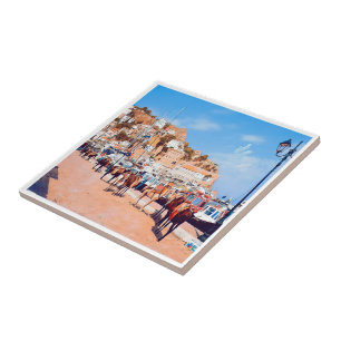 zGR004 HYDRA - mules at the port - Greece -  Tile