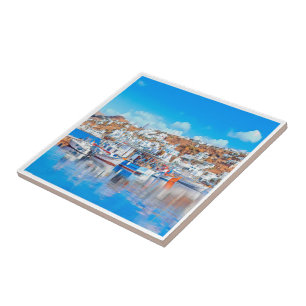 zGR014 MYKONOS - fishing boats, Greece, Tile