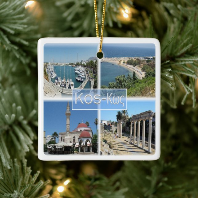 zGR020 mosaic of KOS, Greece, Europe, Ceramic Ornament (Tree)
