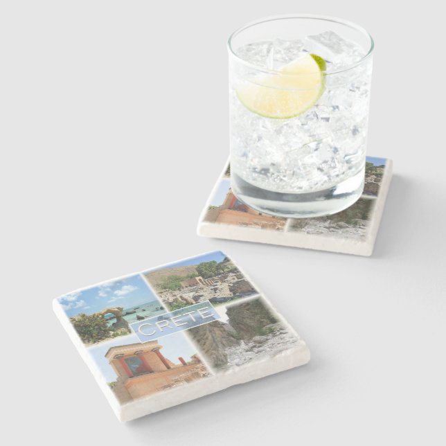 zGR021 potpourri of CRETE, Greece, Europe, Stone Coaster (Side)