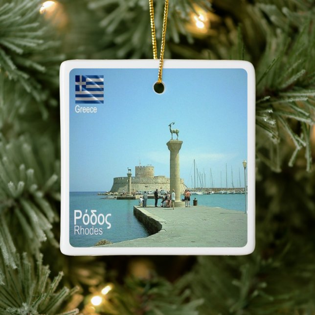 zGR038 RHODES, Greece, Ceramic Ornament (Tree)