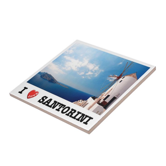 zGR086  SANTORINI, I Love, Greece, Tile (Side)