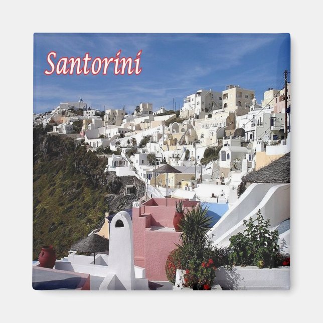 zGR089 SANTORINI Firostefani, Greece, Fridge Magnet (Front)