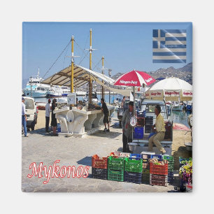 zGR102 MYKONOS, Port Market, Greece, Fridge Magnet