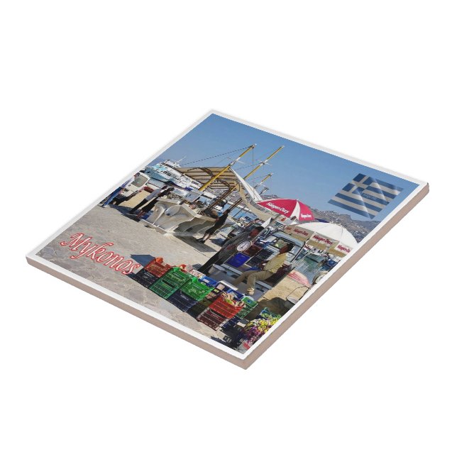 zGR102  MYKONOS, Port Market, Greece, Tile (Side)