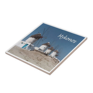 zGR109 MYKONOS, Windmills, Greece, Tile