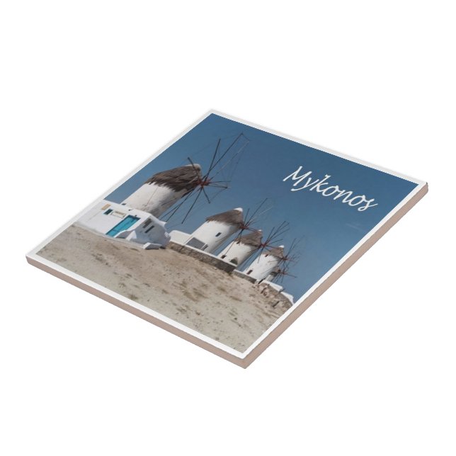 zGR109 MYKONOS, Windmills, Greece, Tile (Side)