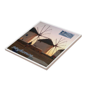 zGR110 MYKONOS, Windmills, Greece, Tile