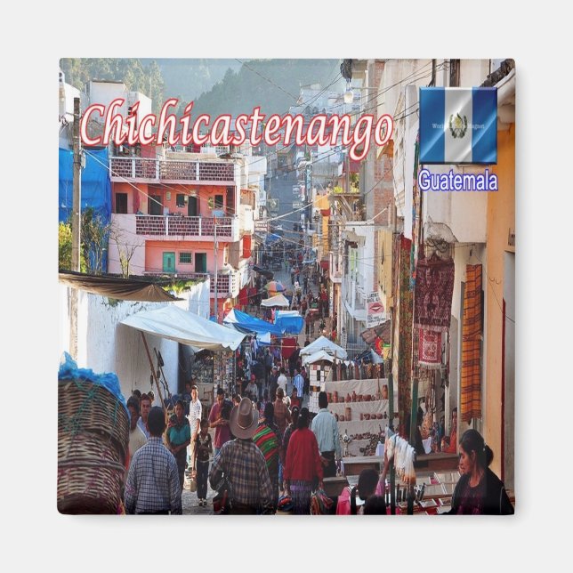 zGT008 CHICHICASTENANGO, Guatemala, Market, Fridge Magnet (Front)