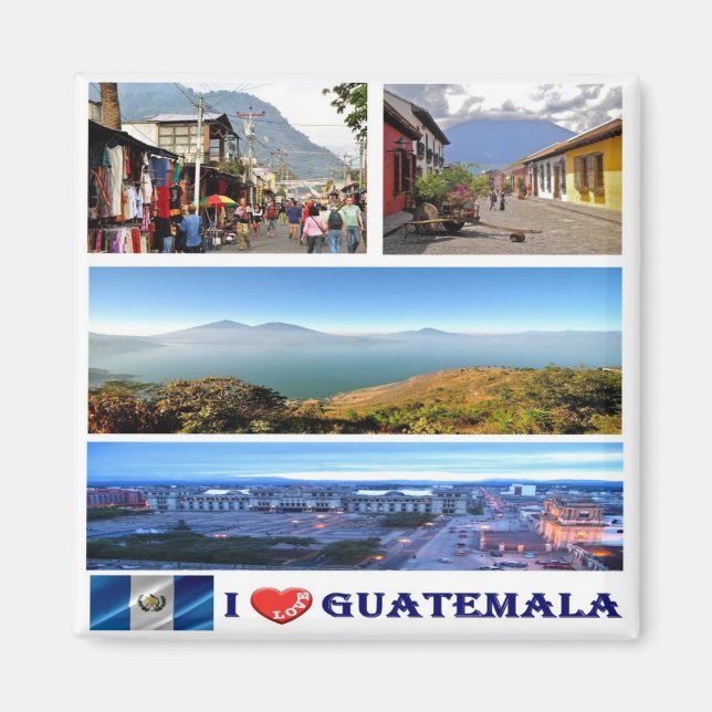 zGT017 GUATEMALA I Love, Mosaic, America, Fridge Magnet (Front)