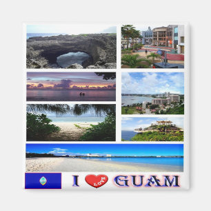 zGU003 GUAM I Love, Mosaic, Oceania, Fridge Magnet