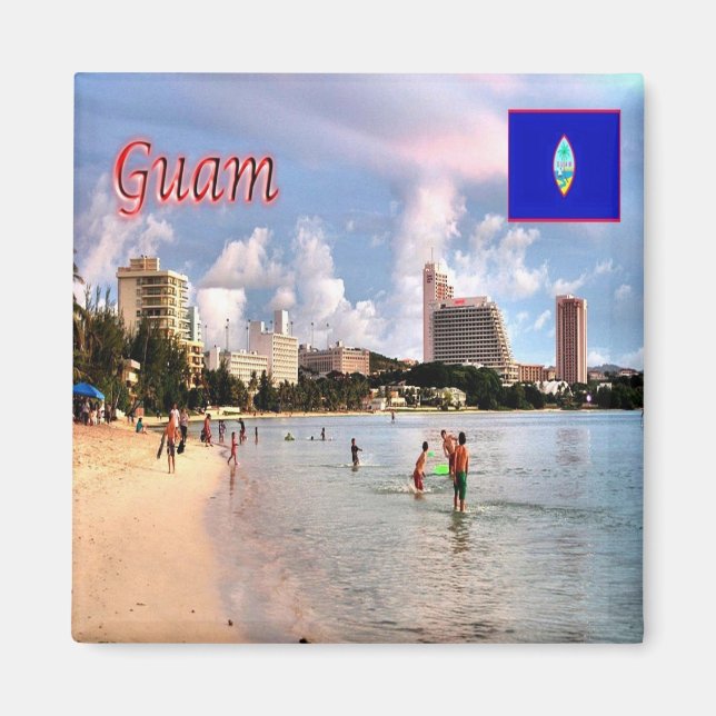ZGU008 GUAM, TUMON Beach, Oceania, Fridge Magnet (Front)