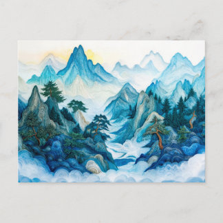 Zhangjiajie Misty Mountains in Quilling Style Postcard