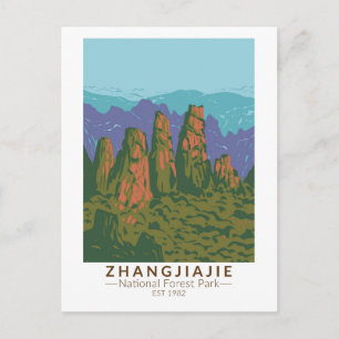 Zhangjiajie National Forest China Travel Art Retro Postcard
