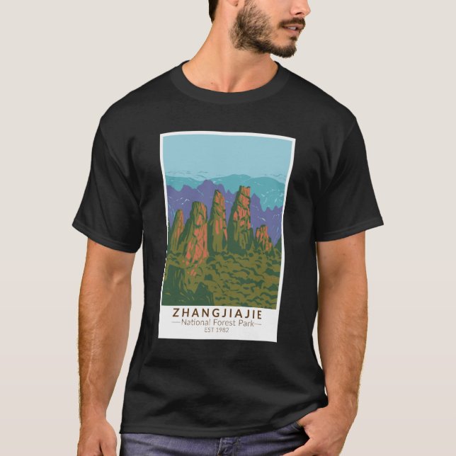 Zhangjiajie National Forest China Travel Art Retro T-Shirt (Front)