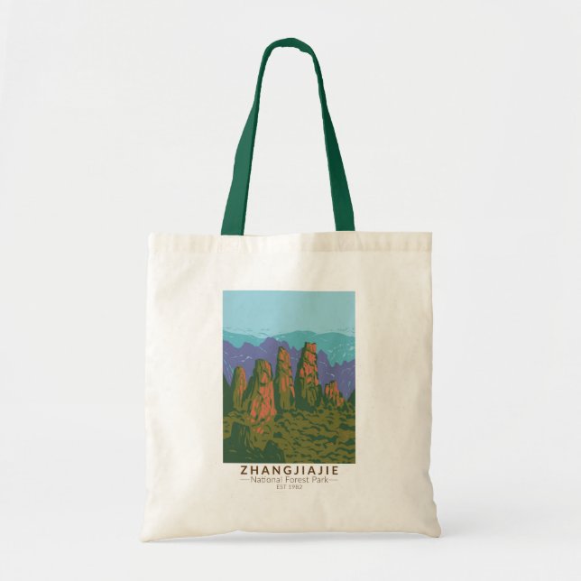 Zhangjiajie National Forest China Travel Art Retro Tote Bag (Front)