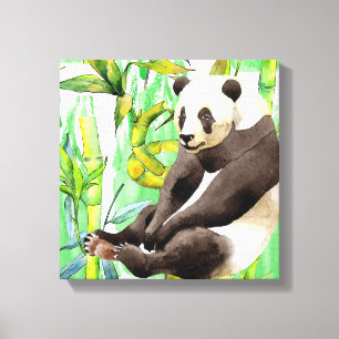 Zhen Zhen the Panda on Bamboo Canvas Print