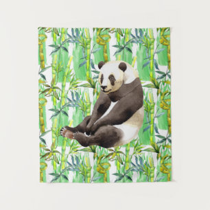 Zhen Zhen the Panda on Bamboo Tapestry