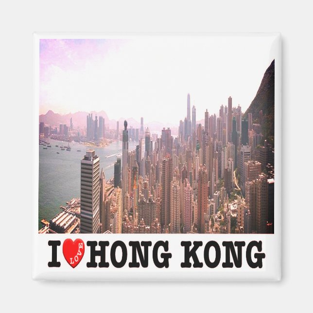 zHK015 I Love HONG KONG, Asia, Fridge Magnet (Front)