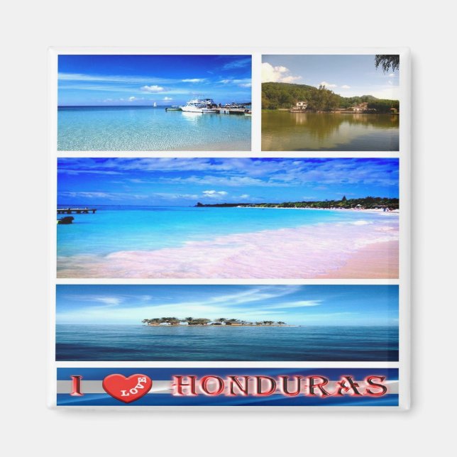 zHN003 HONDURAS I Love, Mosaic, America, Fridge Magnet (Front)