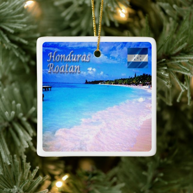 zHN008  ROATAN Bay Islands, Honduras, Ceramic Ornament (Tree)