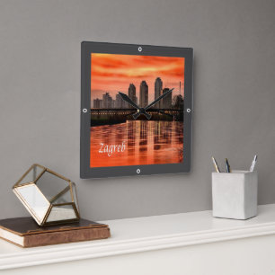 zHR004 ZAGREB, Croatia, Europe, Square Wall Clock