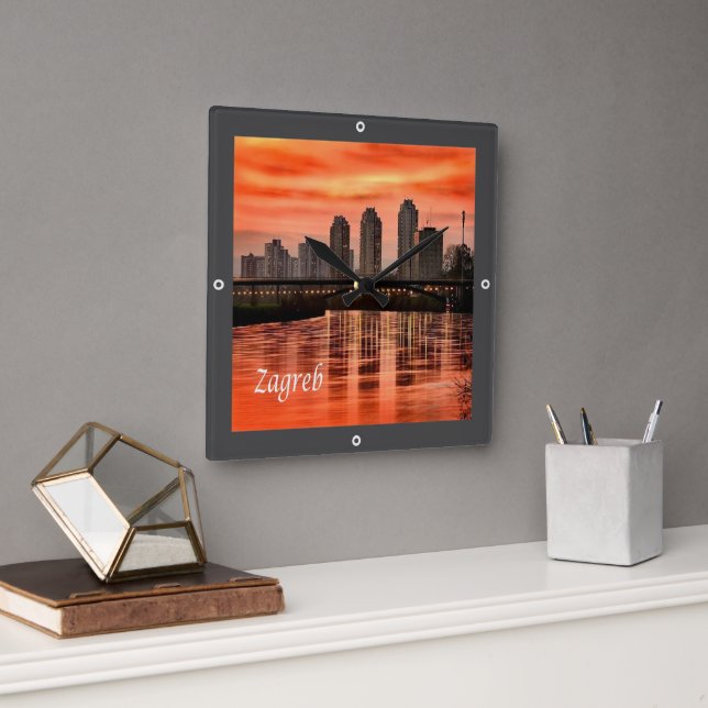 zHR004 ZAGREB, Croatia, Europe, Square Wall Clock (Office)