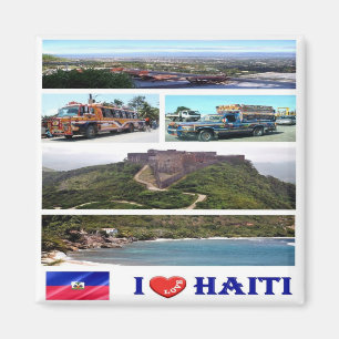 zHT002 HAITI I Love, Mosaic, America, Fridge Magnet