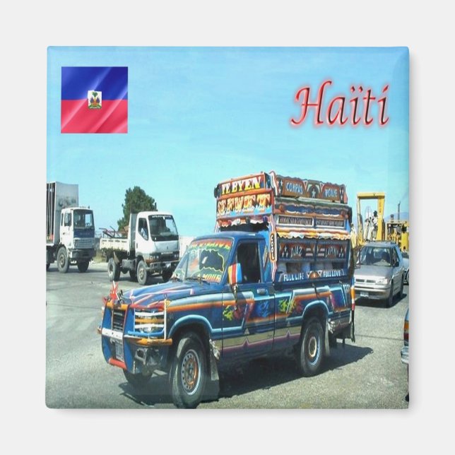 zHT004 PUERTO PRINCIPE, Tap Tap, Haiti, Fridge Magnet (Front)