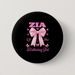 Zia birthday girl matching coquette pink bow 6 cm round badge