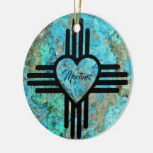 Zia Heart Custom Name  Christmas Tree Ornament