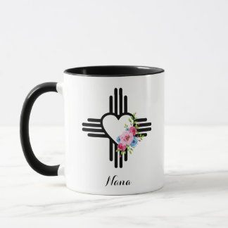 Zia Heart with Flowers Personalised Gift Coffee Mug