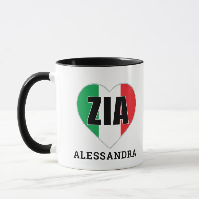 ZIA personalised Italian Flag Heart Mug (Left)